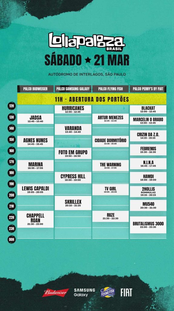 Lollapalooza Brasil divulga horários e palcos de cada show